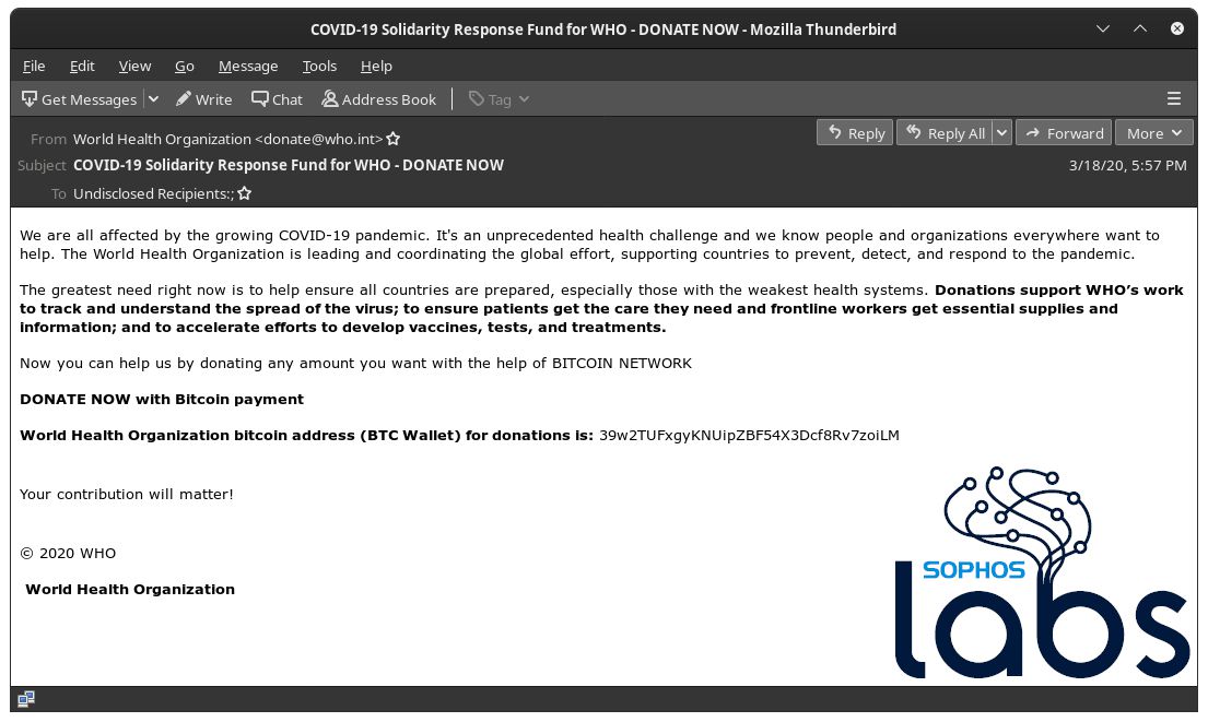 Una captura de pantalla de un correo electrónico fraudulento